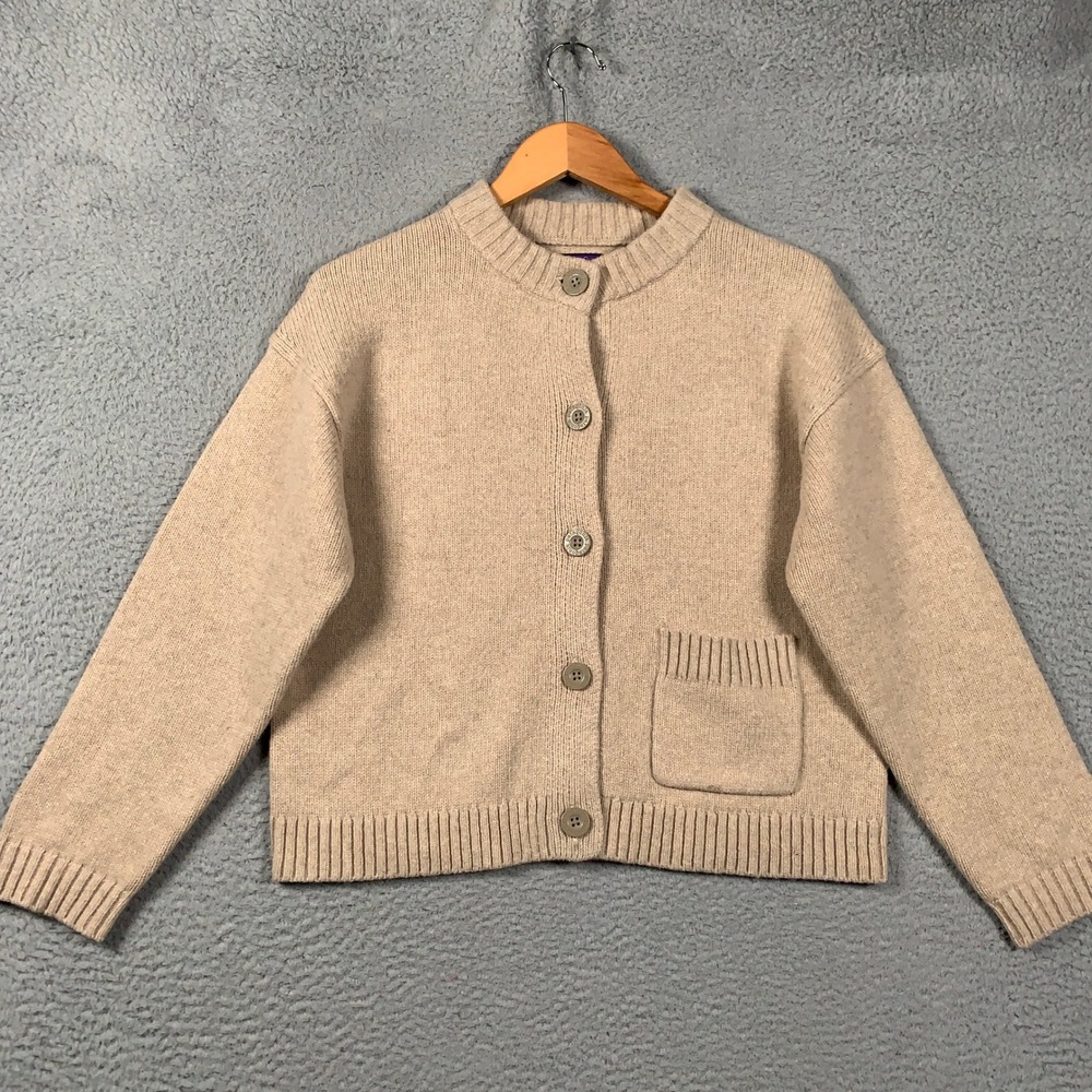 Patagonia Recycled Wool Cardigan Sweater Jacket Women's Small S Tan Button Front